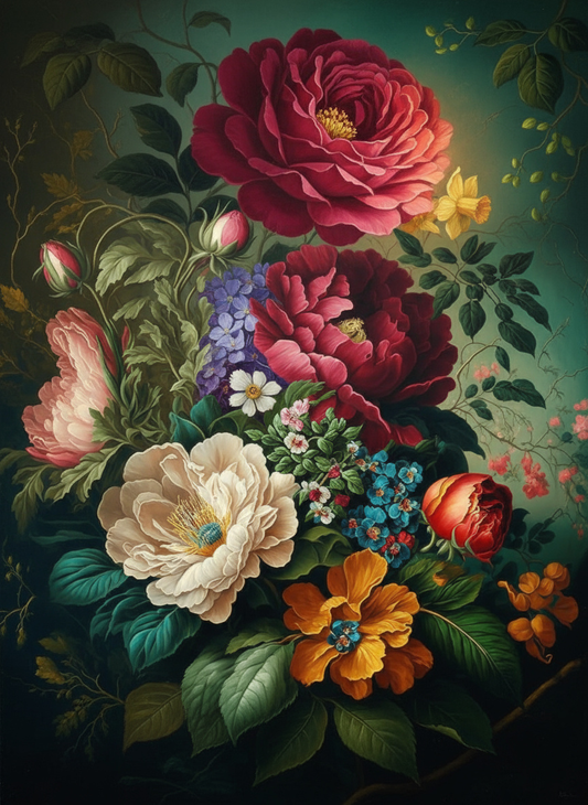 Crimson and Teal Flowers (120 Colours)