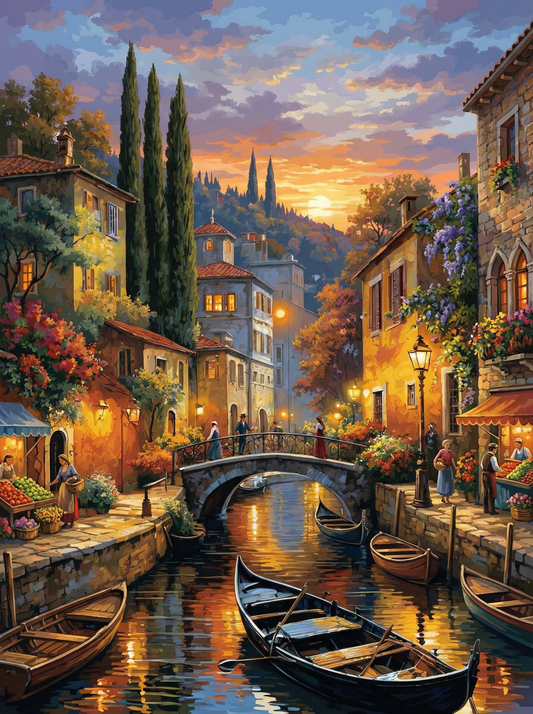 Sunset Italian Canal Village (120 Colours)