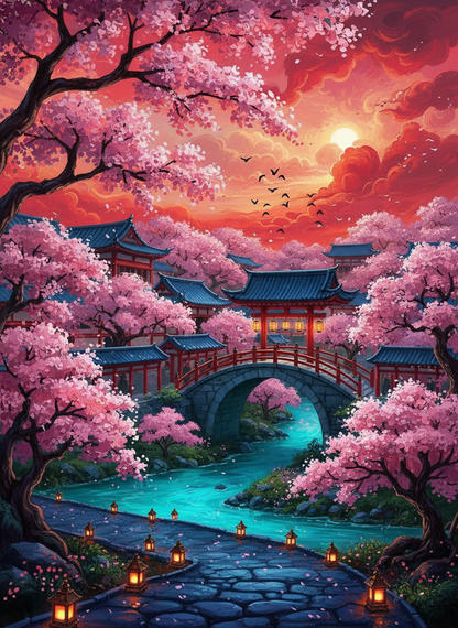 Lantern Bridge at Dusk (120 Colours)