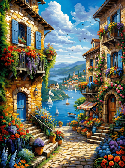 Mediterranean Village View (120 Colours)