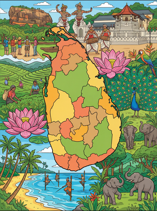 Sri Lanka Heritage Map (80 Colours)