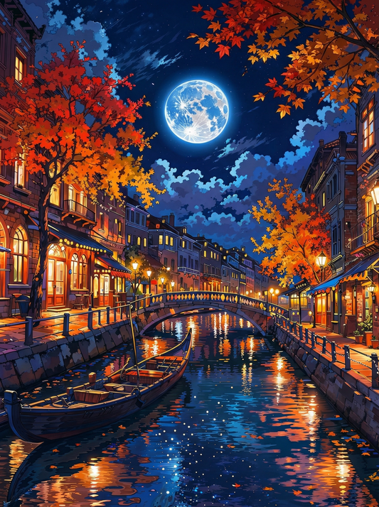 Moonlit Canal in Venice (80 Colours)