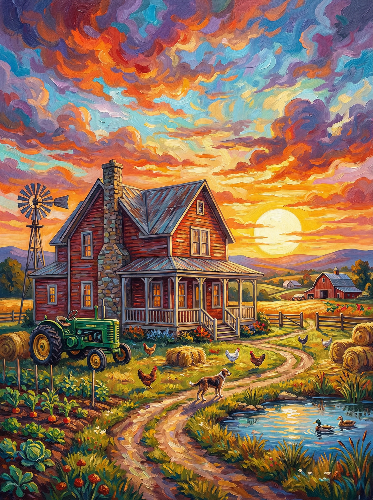 Golden Farmstead Sunset (80 Colours)