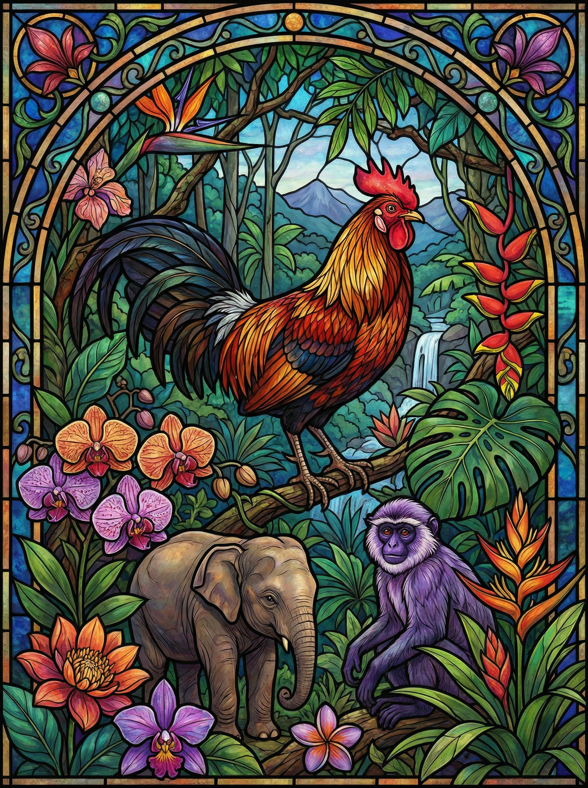 Jungle Harmony Rooster (120 Colours)