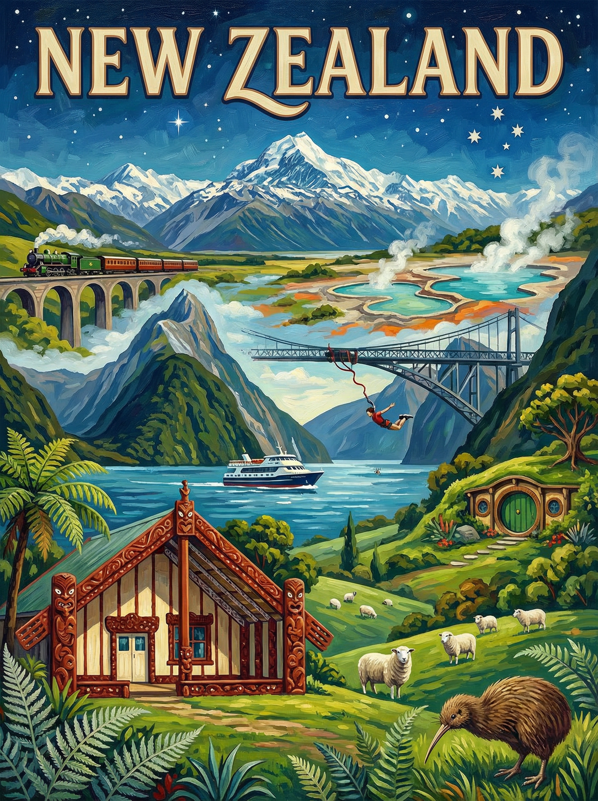 New Zealand Alpine Adventure (120 Colours)