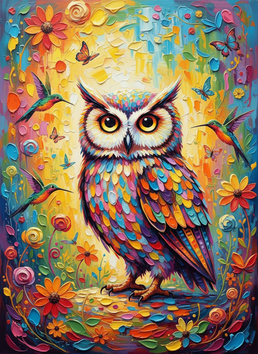 Rainbow Feather Owl (120 Colours)