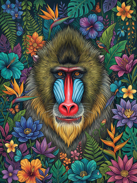 Tropical Flowers Mandrill (80 Colours)
