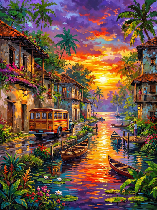 Sunset Canal Village Bus (80 Colours)