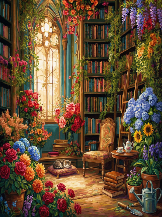 Cozy Garden Library Cat (80 Colours)
