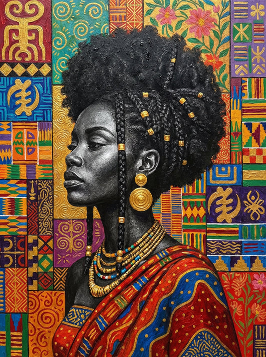 African Woman In Golden Patterns (80 Colours)