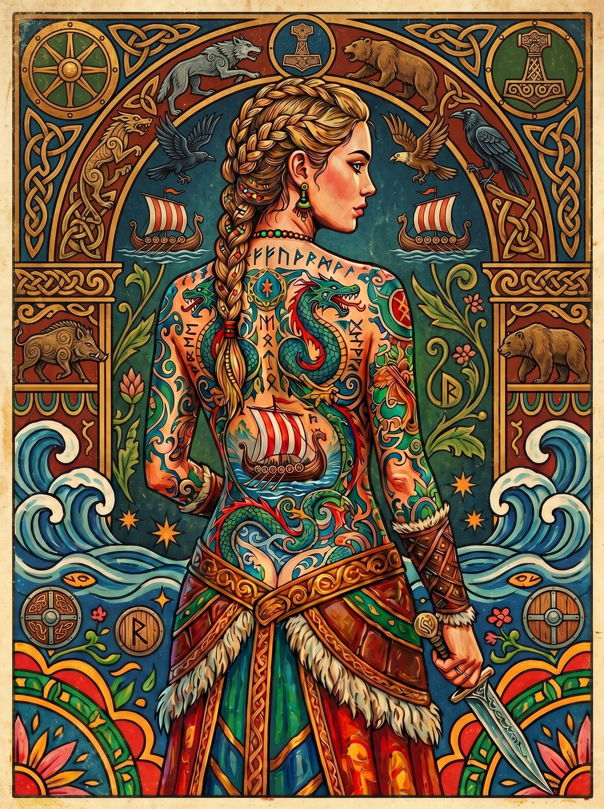 Art Nouveau Wave Maiden (120 Colours)