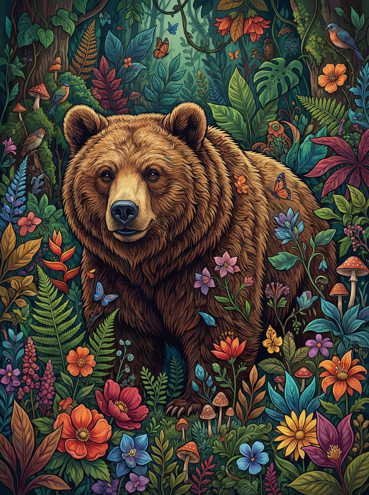 Enchanted Forest Flowers Bear (80 Colours)