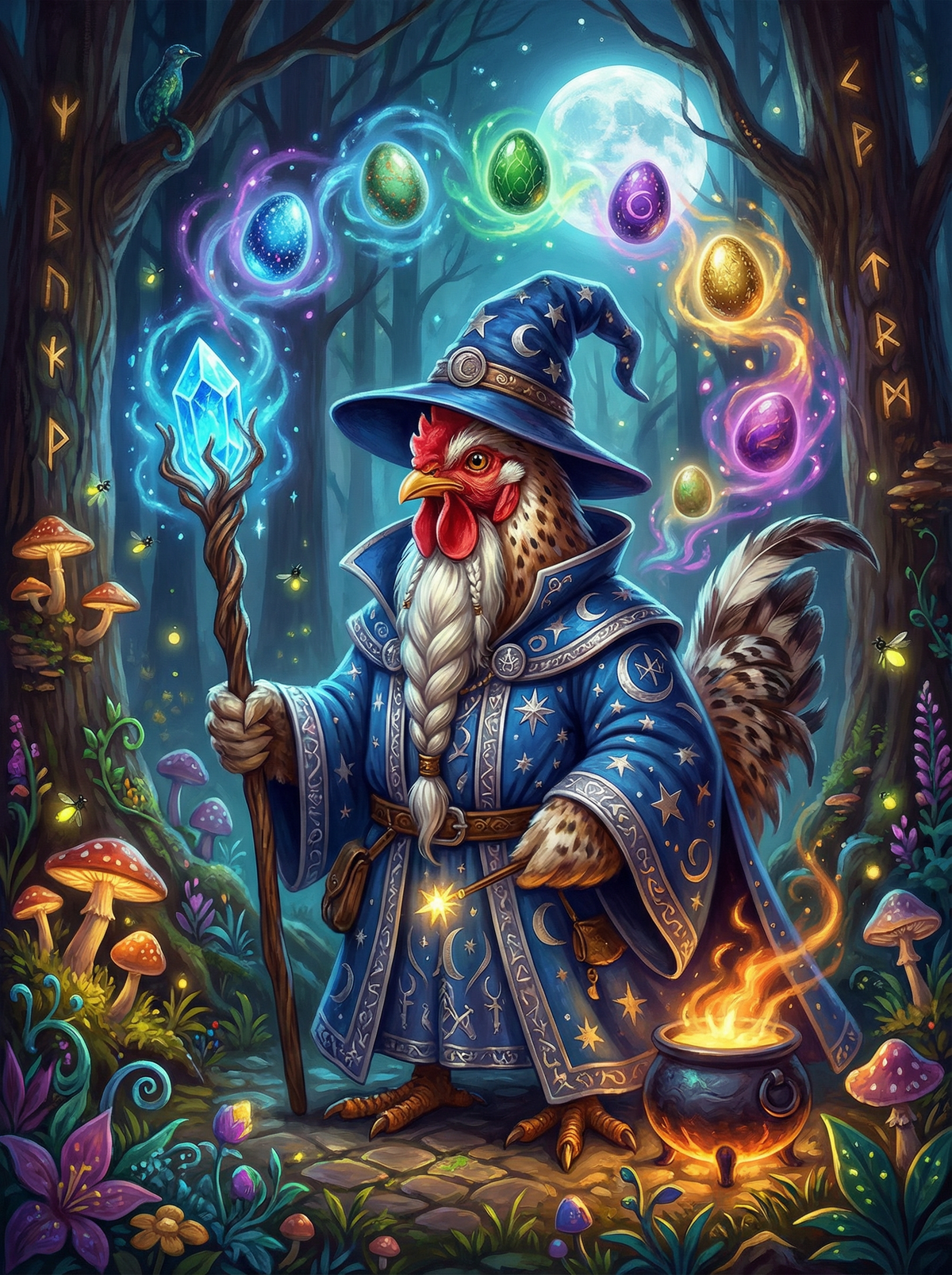 Magic Forest Wizard Rooster (80 Colours)