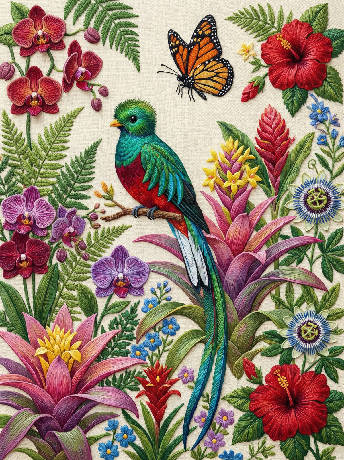 Embroidered Garden Bird (120 Colours)