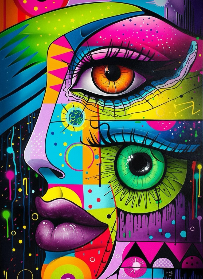 Abstract Glitch Face (120 Colours)