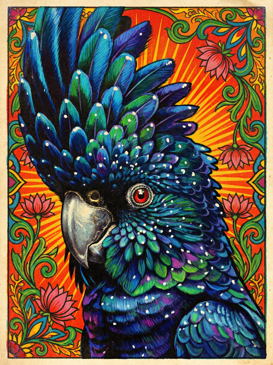 Blue Parrot Portrait (80 Colours)