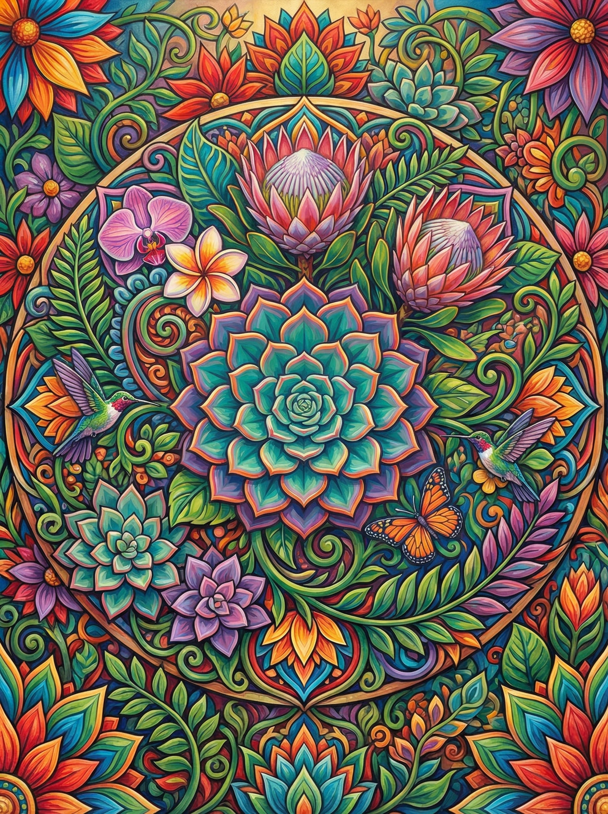 Botanical Mandala Succulents (120 Colours)