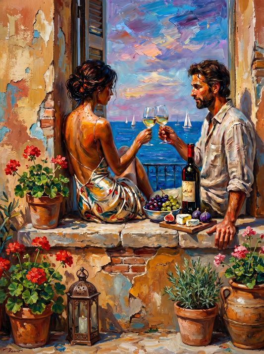 Couple Toasting Wine (80 Colours)