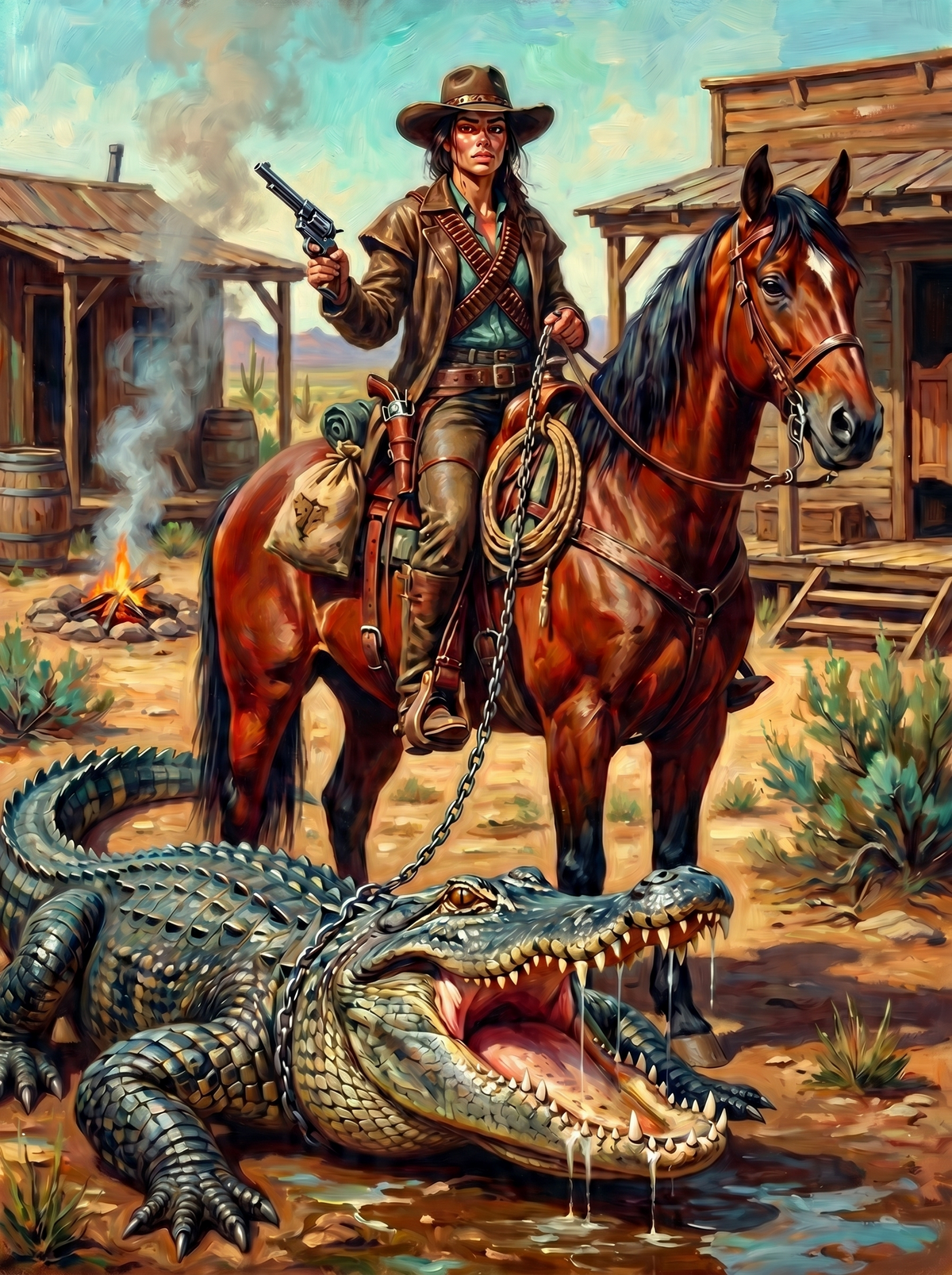Cowgirl And Alligator (120 Colours)