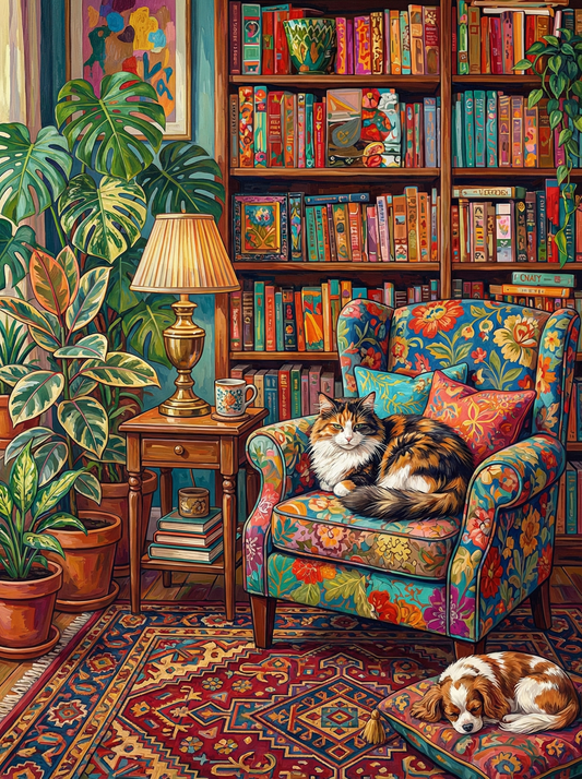 Cozy Library Reading Room (80 Colours)