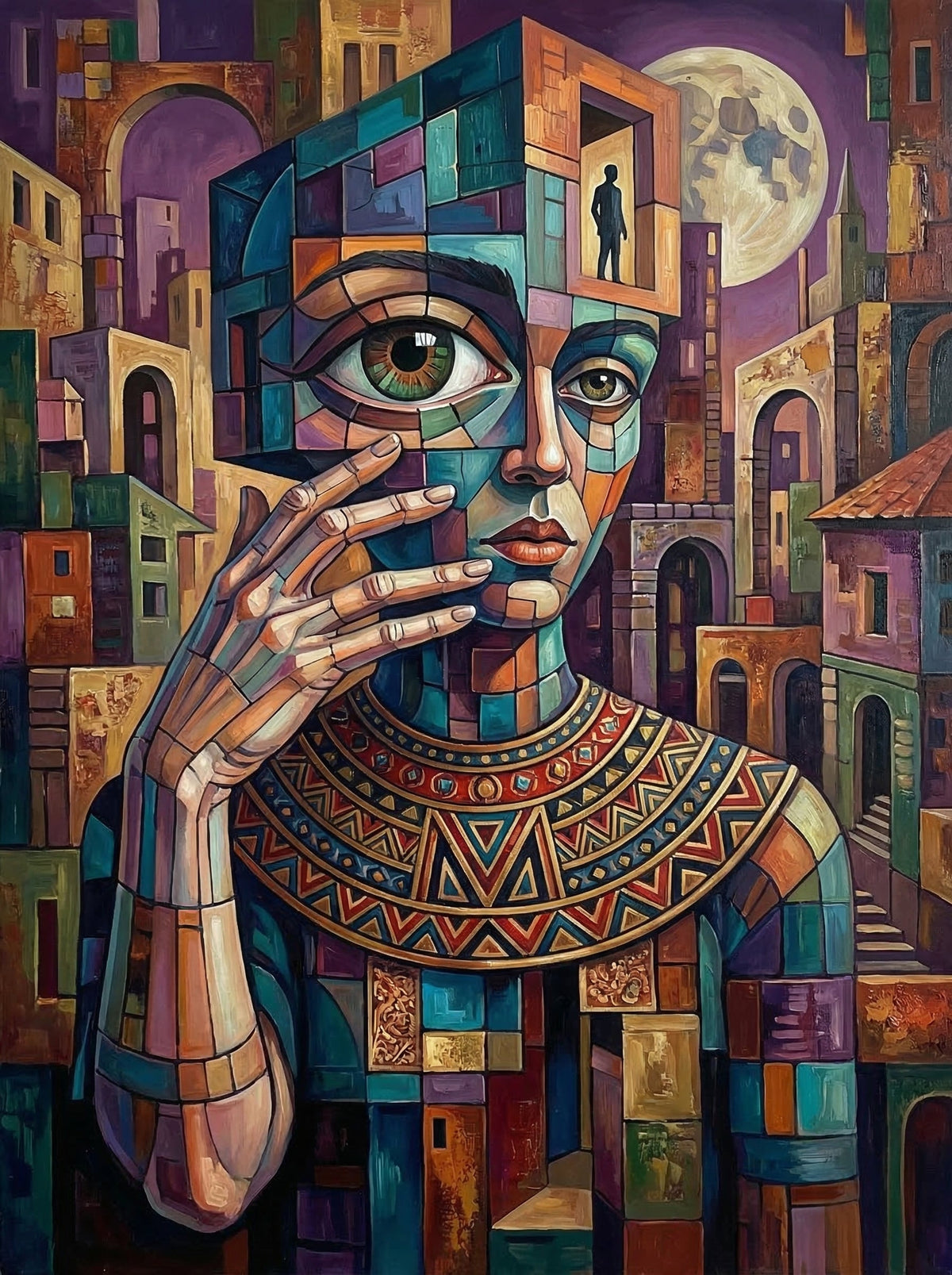 Cubist Portrait Thinking (80 Colours)
