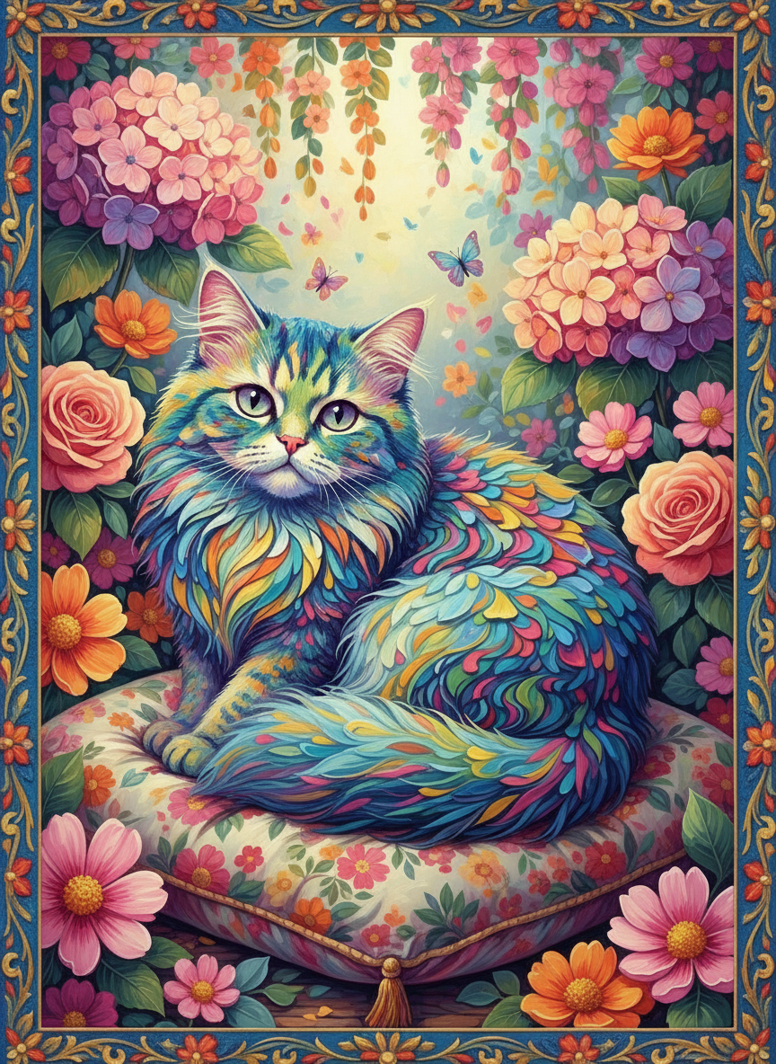 Colorful Floral Kitten (120 Colours)
