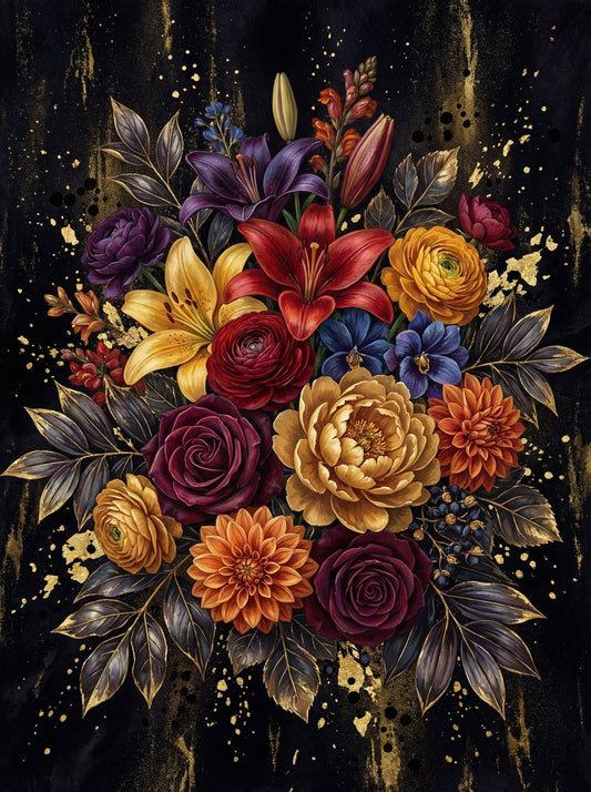 Dark Gold Lily Dahlia Bouquet (120 Colours)