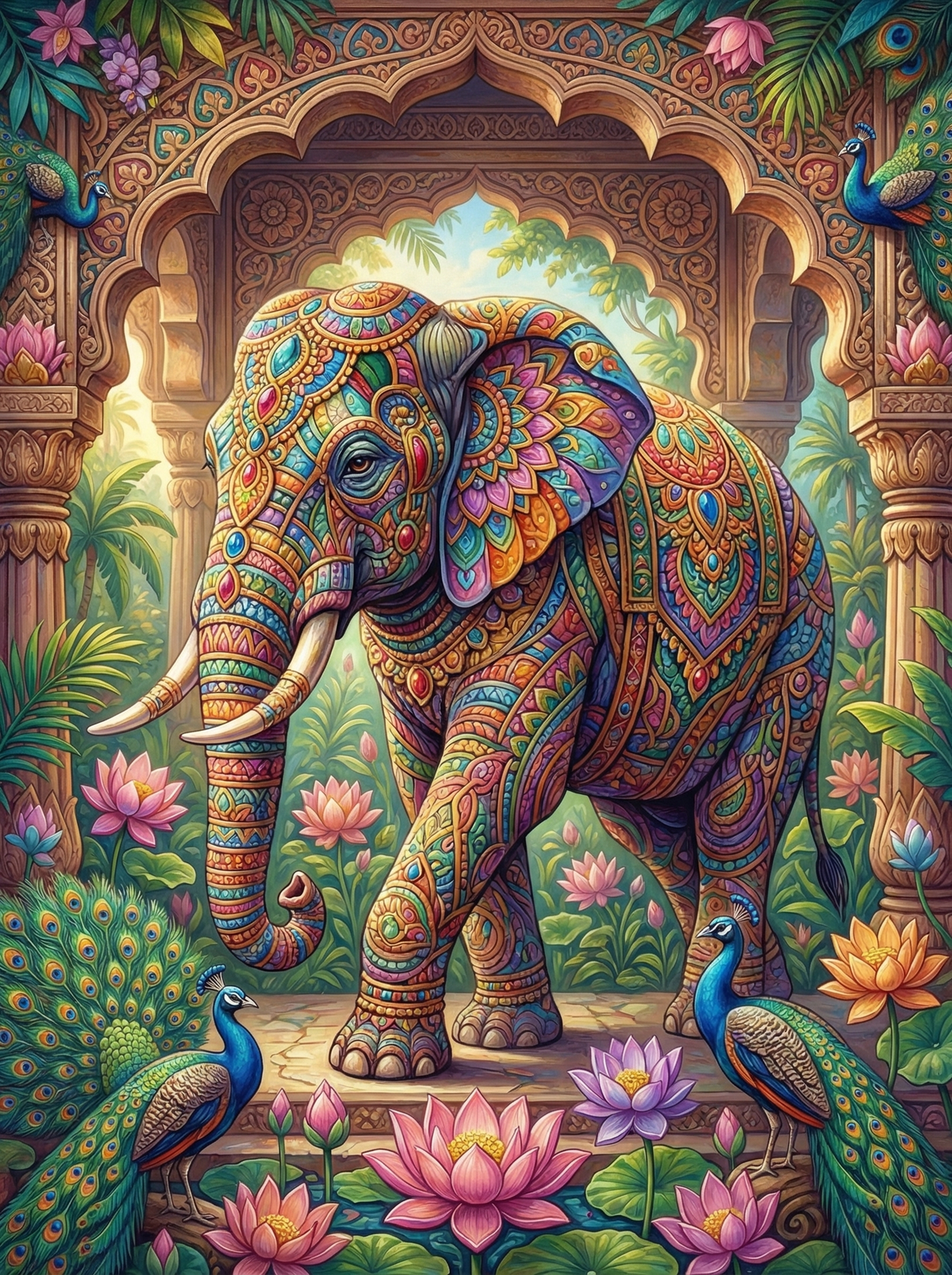 Decorated Elephant Temple (120 Colours)