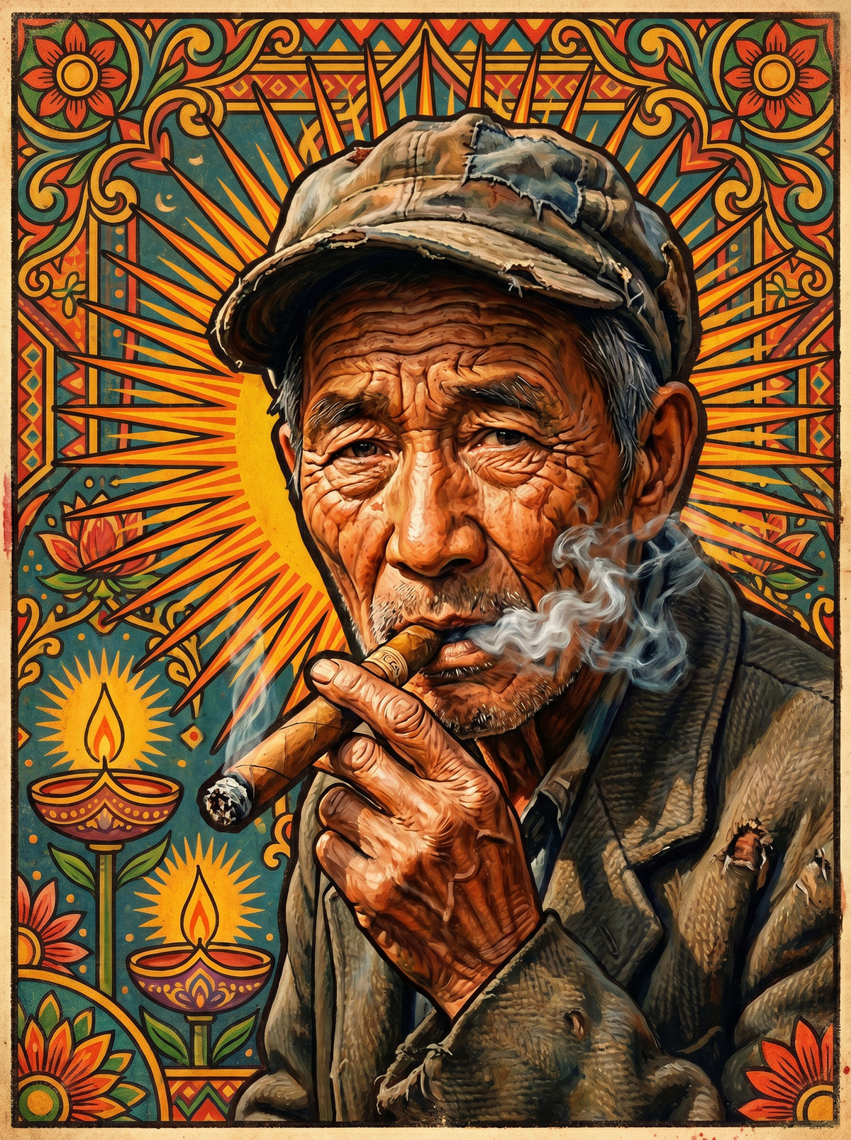 Elderly Pipe Smoker (120 Colours)