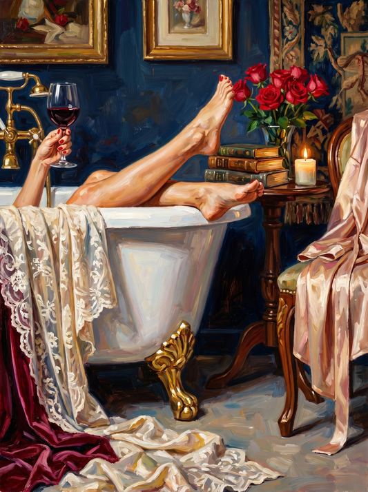 Elegant Bath With Roses (80 Colours)