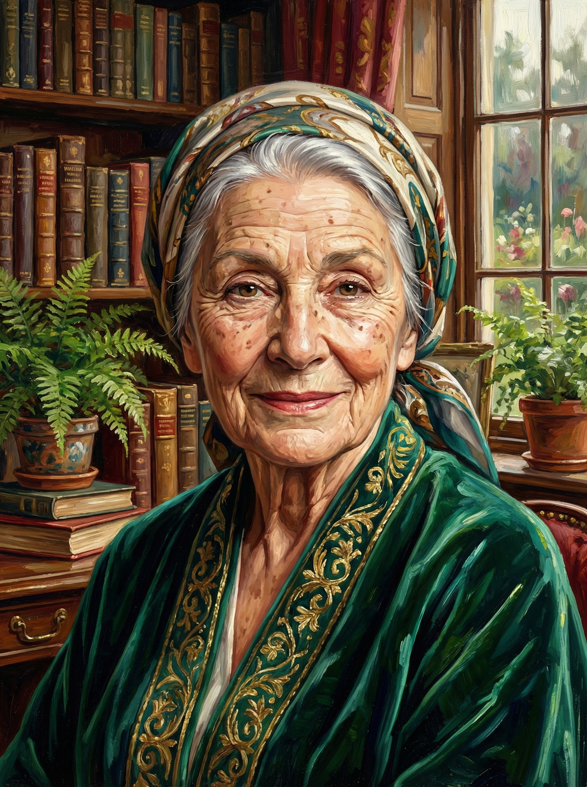 Elegant Librarian Portrait (120 Colours)