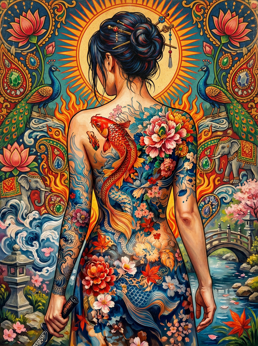 Floral Back Ocean Woman (80 Colours)