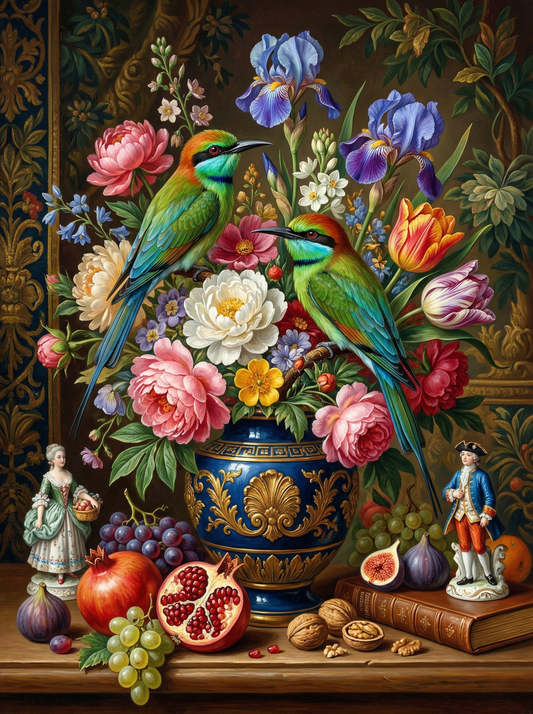 Garden Parrots And Peonies (120 Colours)