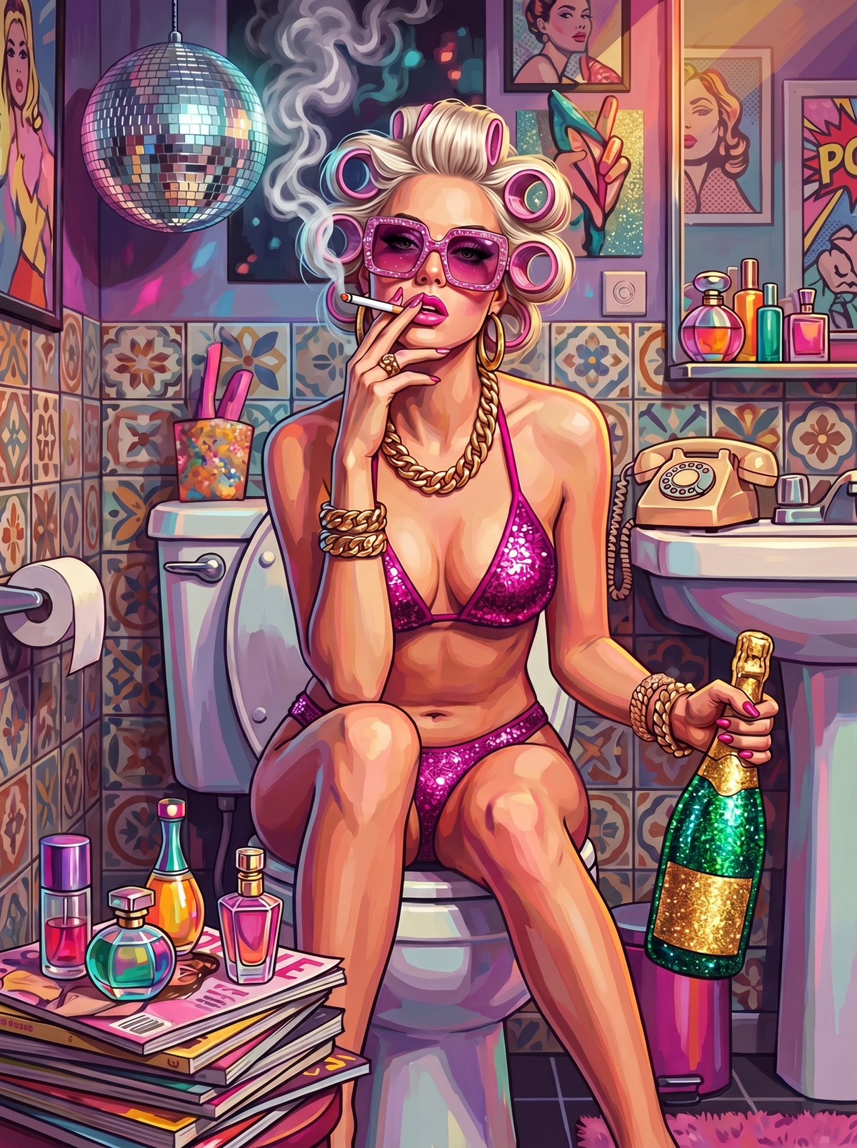 Glam Disco Bathroom Queen (120 Colours)