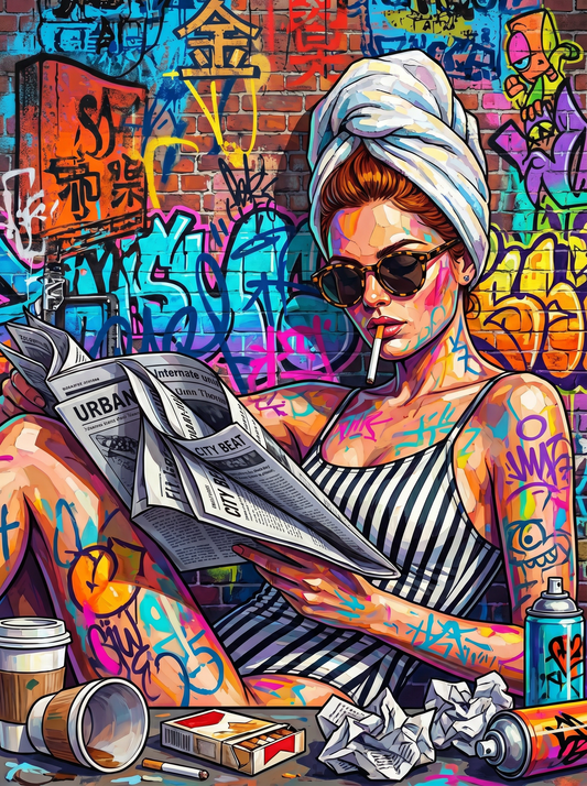 Graffiti Girl Reading (80 Colours)
