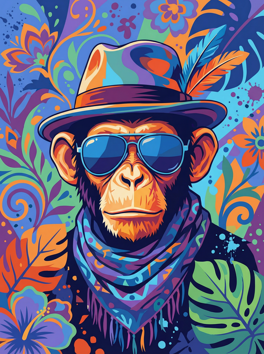 Retro Jungle Chimp (80 Colours)