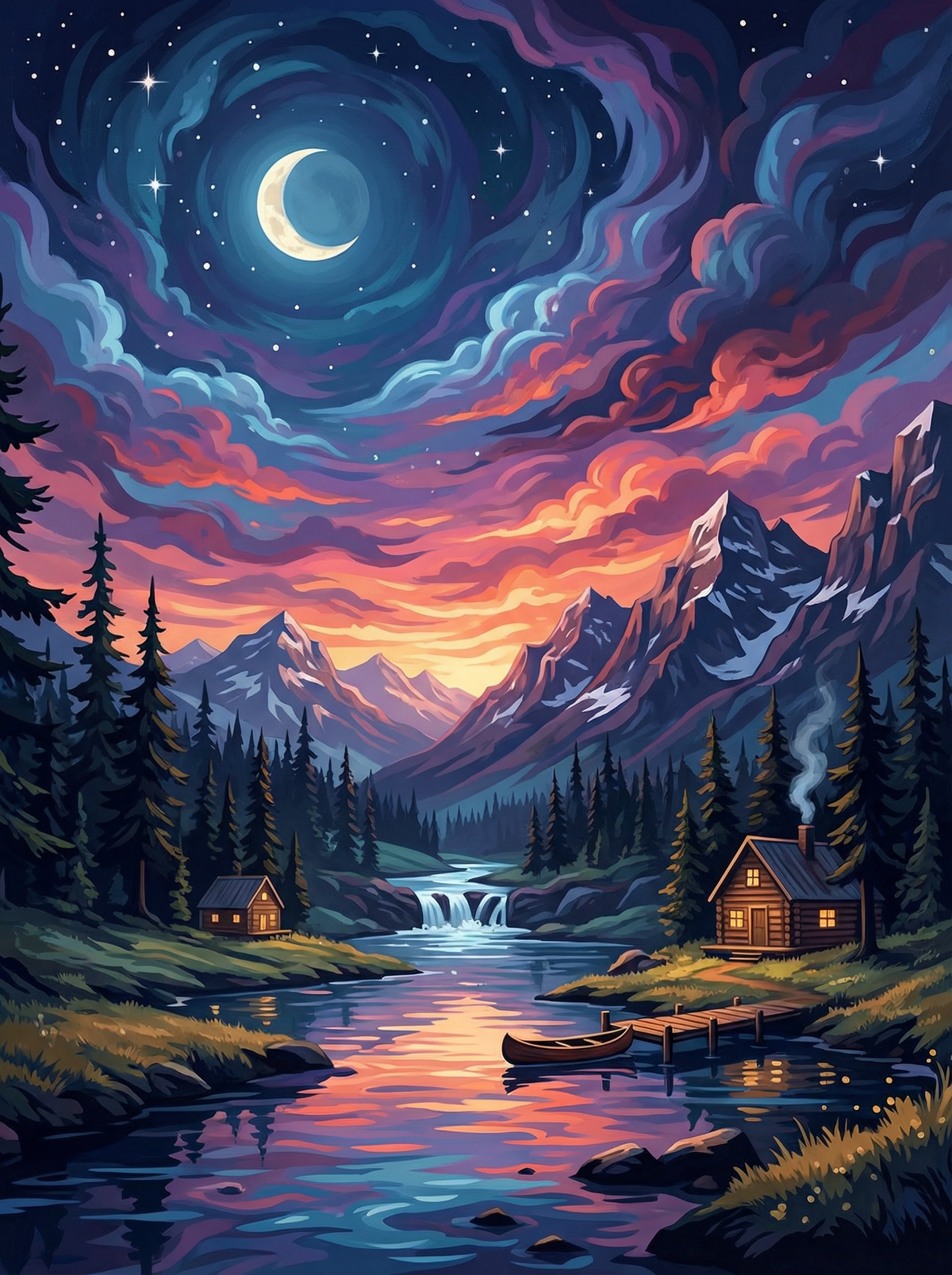Moonlit Alpine Retreat (120 Colours)