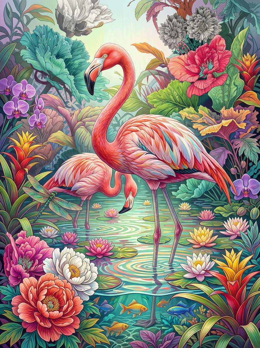 Blush Garden Flamingos (120 Colours)