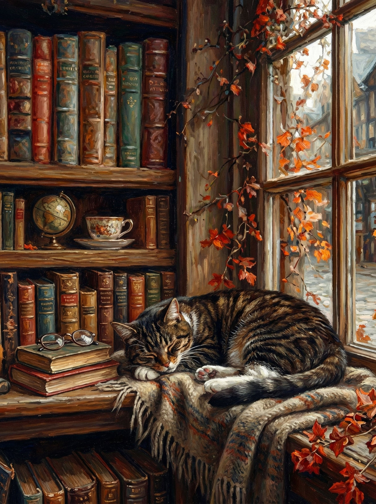 Autumn Library Cat (120 Colours)