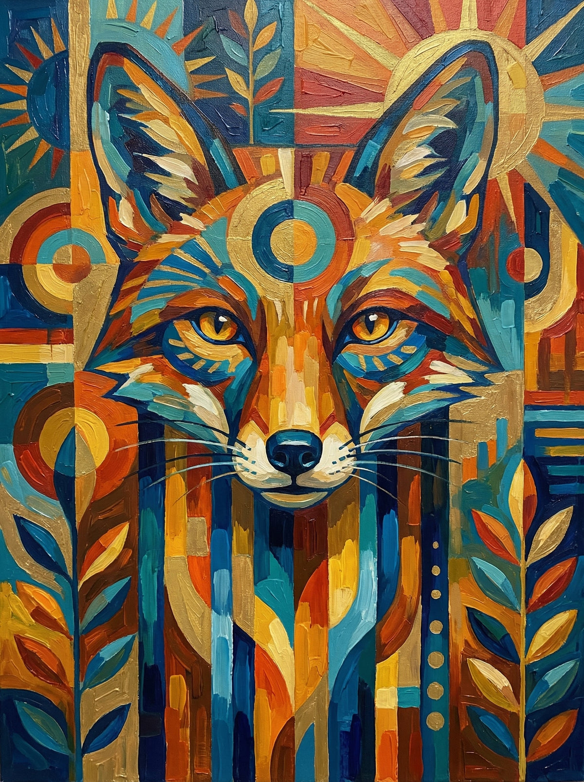 Abstract Sunburst Fox (120 Colours)