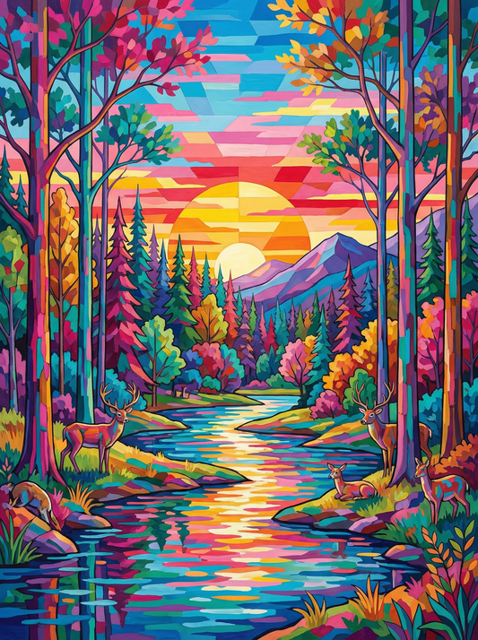 Sunset Forest Deer (80 Colours)