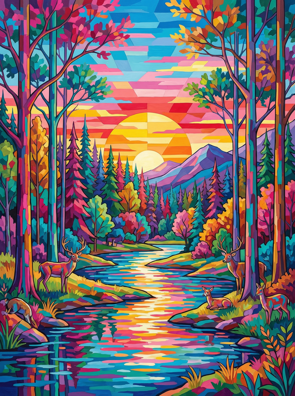 Sunset Forest Deer (120 Colours)