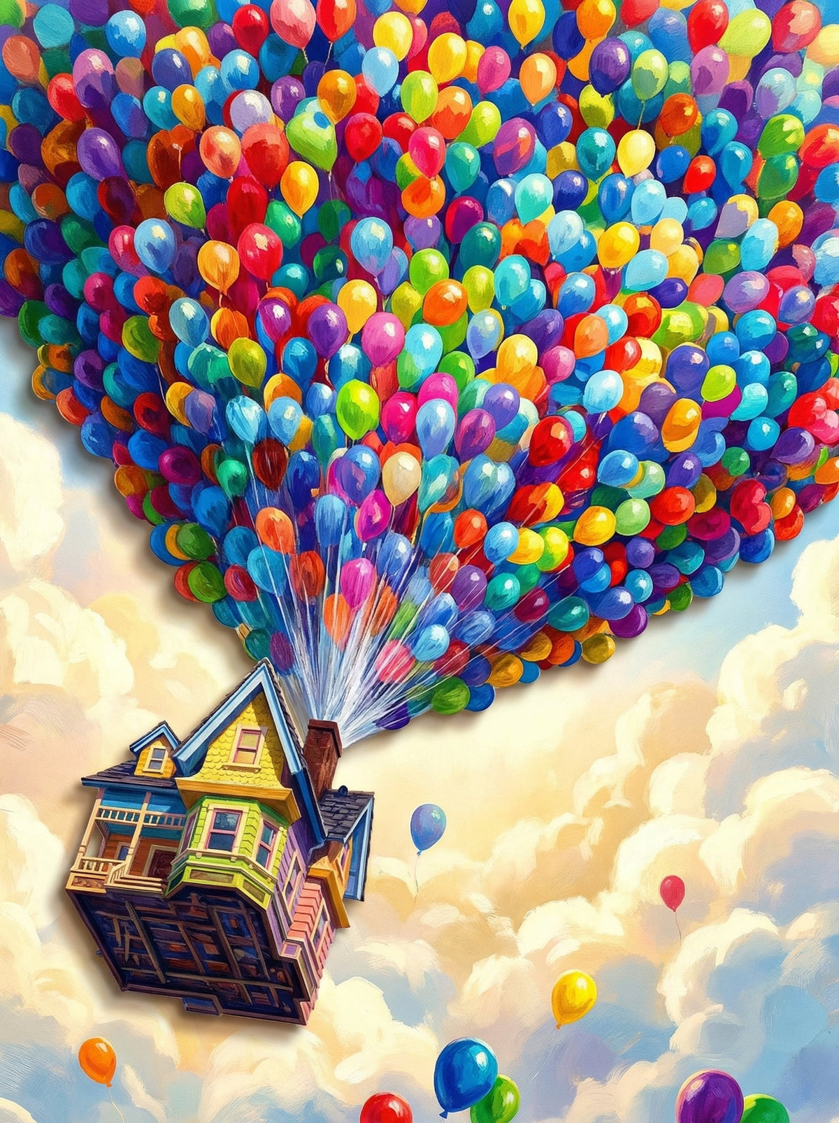House Lifted By Colorful Balloons (120 Colours)