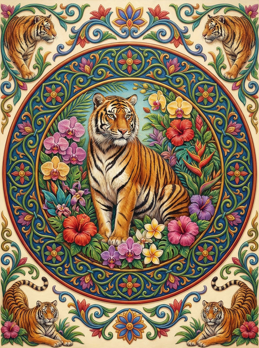 Tiger Floral Mandala (80 Colours)