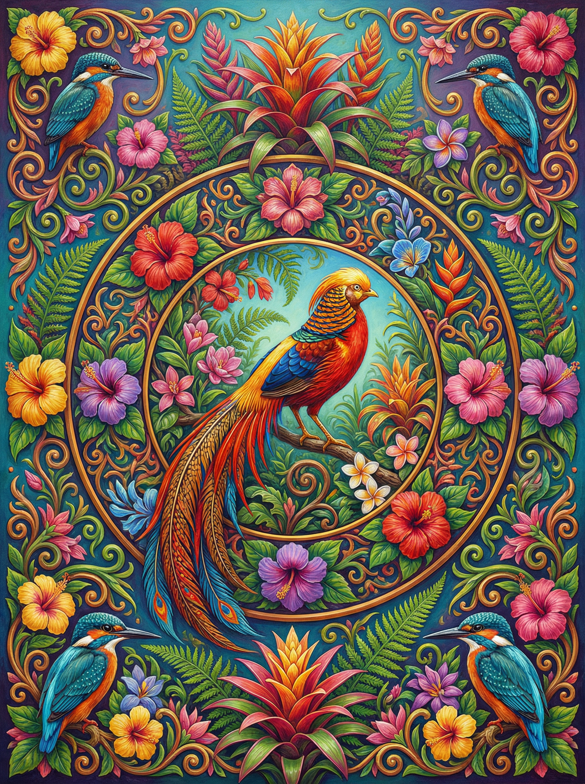 Pheasant Floral Mandala (120 Colours)