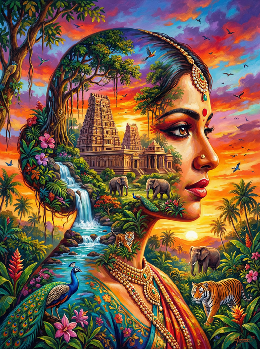 Indian Jungle Temple Portrait (80 Colours)