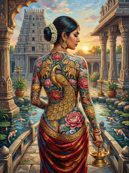 Indian Peacock Temple Woman (120 Colours)