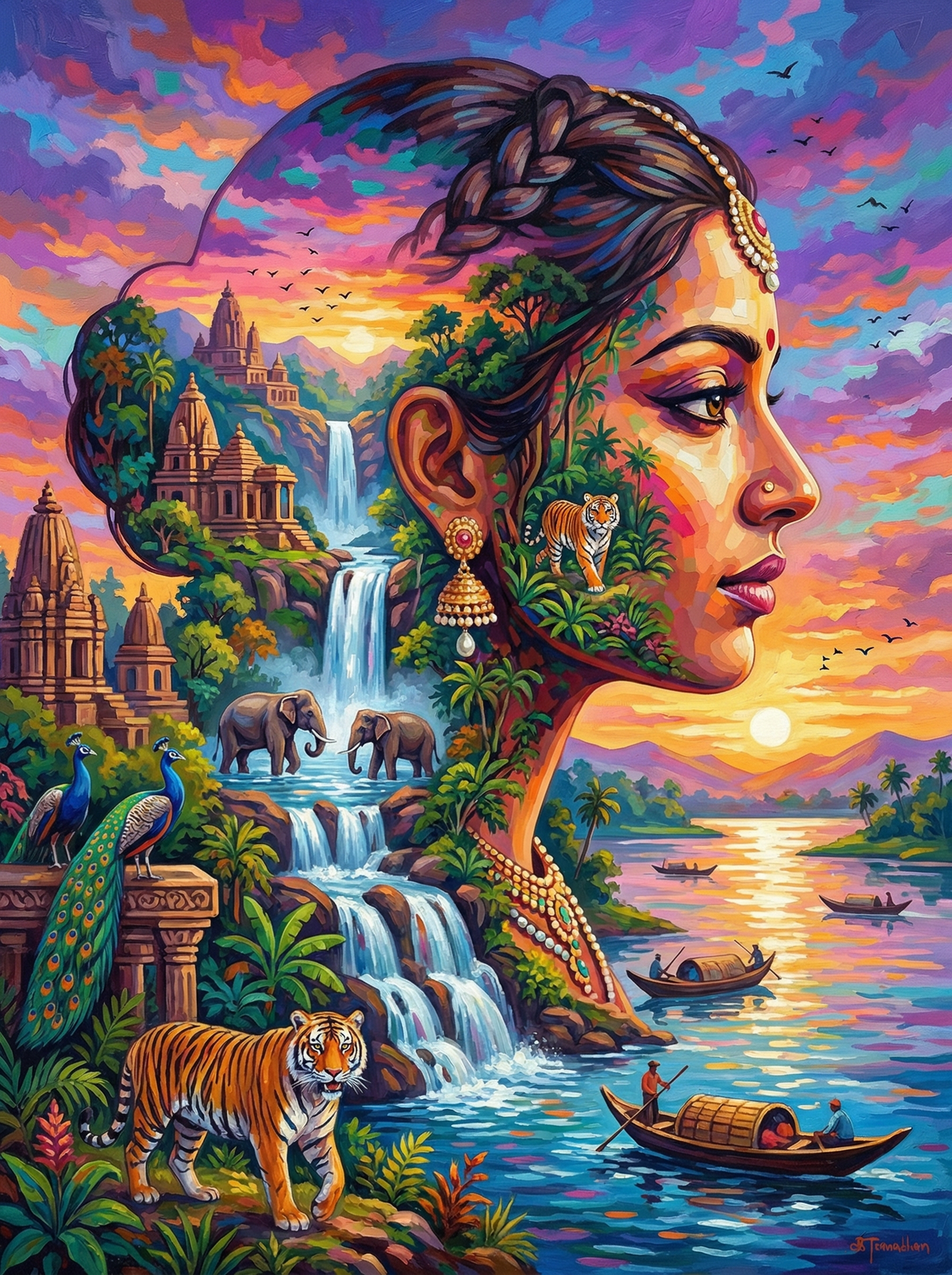 Indian Wildlife Sunset Portrait (120 Colours)