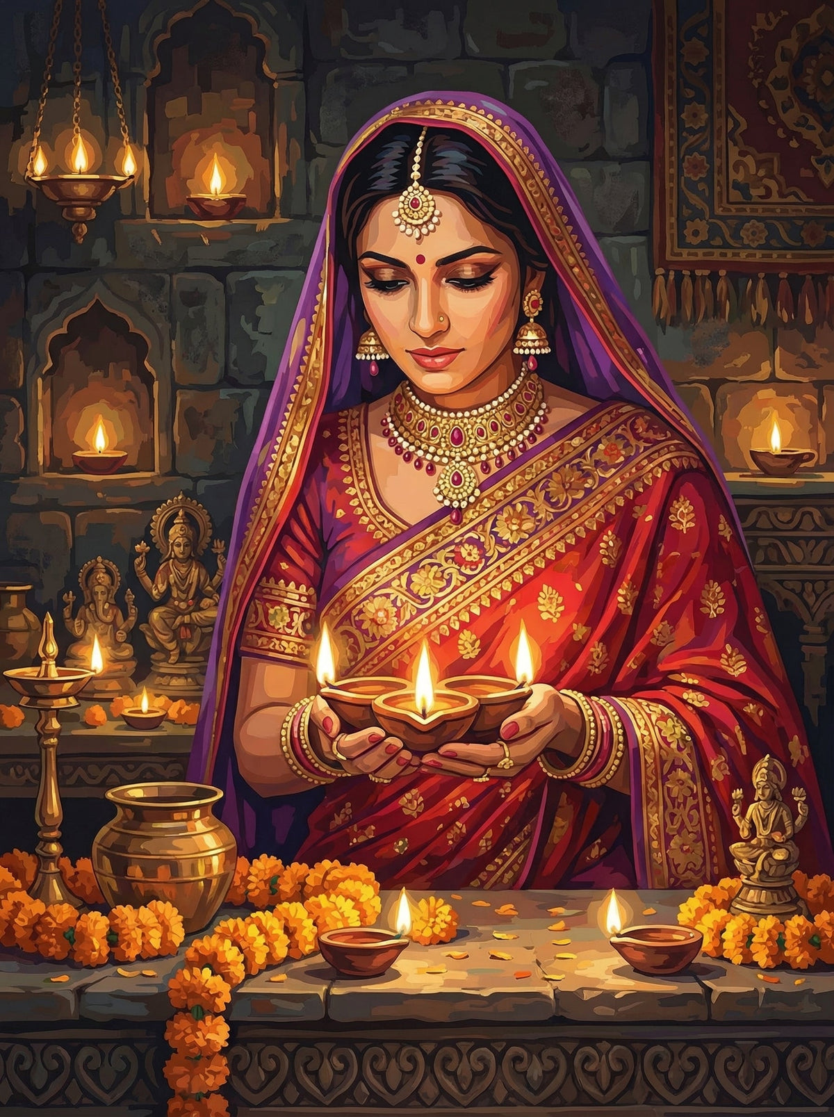 Indian Woman Diwali Candles (120 Colours)