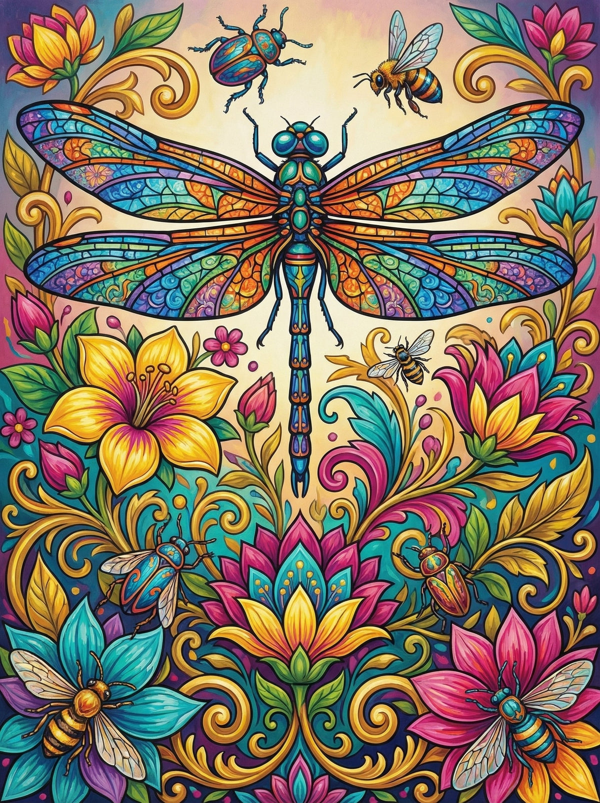 Intricate Dragon Fly Garden (80 Colours)